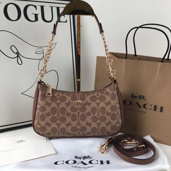 Coach Handbags - COACH Teri Shoulder Bag Signature Canvas Brown